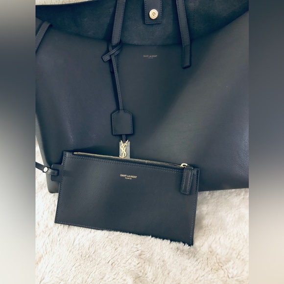 SAINT LAURENT•TOTE BAG W/WALLET•GRAY•NWOT - Picture 14 of 16